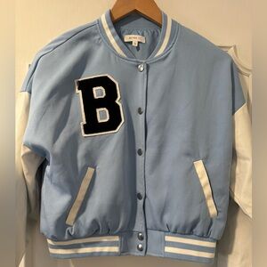 Better Be Baby Blue & White Women's Letter Jacket  Varsity Jacket - Size Small